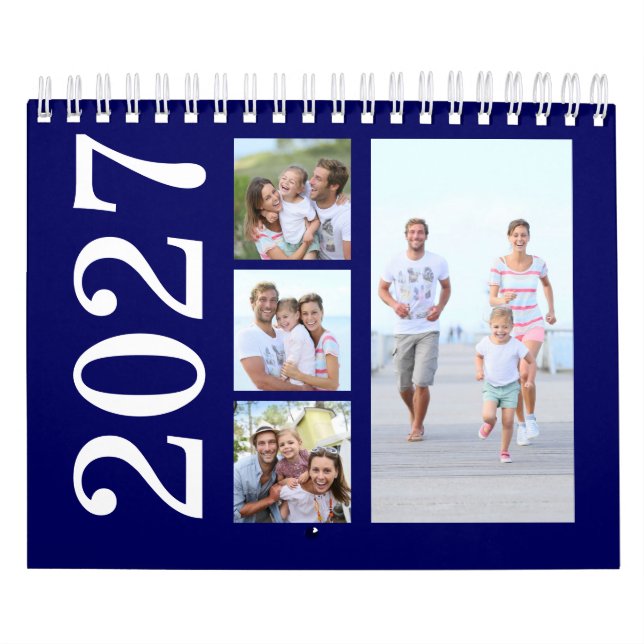 Modern 17 bilder typografi marinblå 2027 kalender (Omslag)