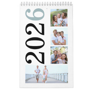 Modern 17-familjefoton fet typografi 2025 kalender