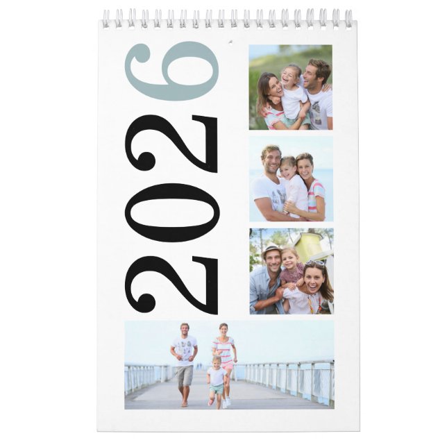 Modern 17-familjefoton fet typografi 2026 kalender (Omslag)