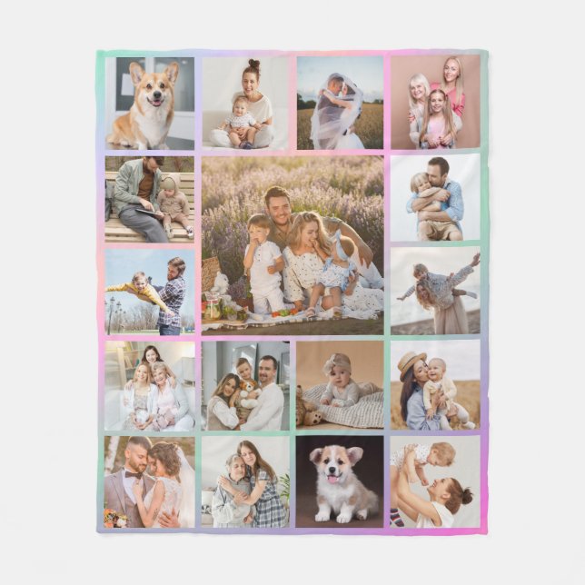 Modern 17 fotofärgad blomningsbildsblankett fleecefilt (Framsidan)