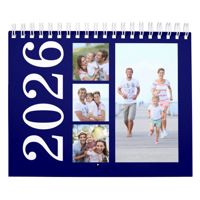 Modern 17 fototypografi, marinblå 2026 kalender (Omslag)