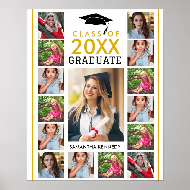 Modern 17 Photo Collage Class Of 2026 Graduation Poster (Framsidan)