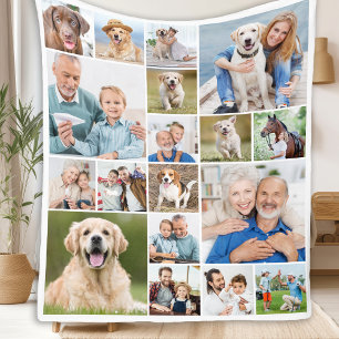 Modern 18-fotokollage med Personlig i familjen Fleecefilt