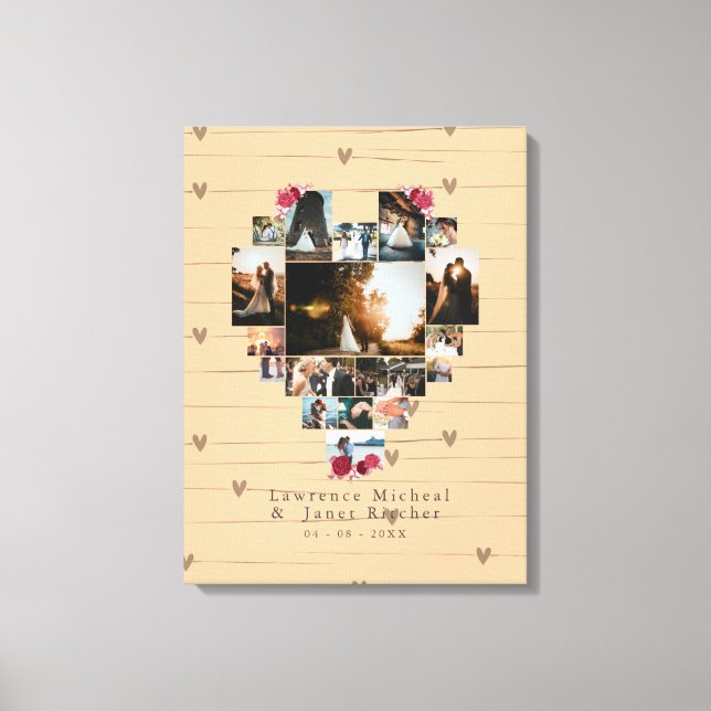 Modern 18 Hjärtformade fotokollage för henne/honom Canvastryck (Framsida)