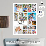 Modern 19 Photo Collage Anpassningsbar Färg Person Poster<br><div class="desc">Skapa en modern, unik, fotokollage poster-, tryck- eller väggkonst med hjälp av den här lättöverförbara fotosamlingsmallen med 19 kvadratiska och rektangulära bilder för att rymma en mängd olika typer av foton och personlig med anpassningsbarna. Den redigerbara texten visas i en föreslagen och utbytbar kalligrafitypografi med handbokstäver med underrubrik eller tilläggstext...</div>