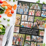 Modern 19 Photo Collage Personlig Anpassningsbar F Kökshandduk<br><div class="desc">Skapa en modern, unik, fotosamlingshandduk som använder den här lättöverförbara fotosamlingsmallen med 19 kvadratkvadratiska och rektangulära bilder för att rymma en mängd olika typer av foton och personlig med anpassningsbarna i ditt val av typsnitt stilar, färg och storleka samt handduken färg genom att ändra den svarta bakgrunden färg i EDIT...</div>