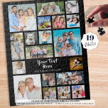 Modern 19 Photo Collage Personlig Black Pussel<br><div class="desc">Skapa enkelt en roligt, minnesvärd aktivitet med det här fotosamlingspuset med 19 foton och personlig med din egen text. En redigerbar titel i handskriven text och underrubrik för penselskript är idealisk för vem som helst eller vid något särskilt tillfälle. Exemplet visas på 252 biet (11x14 tum) - andra alternativ finns...</div>