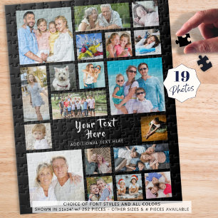 Modern 19 Photo Collage Personlig Black Pussel