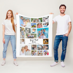 Modern 19 Photo Collage Personlig White Fleecefilt