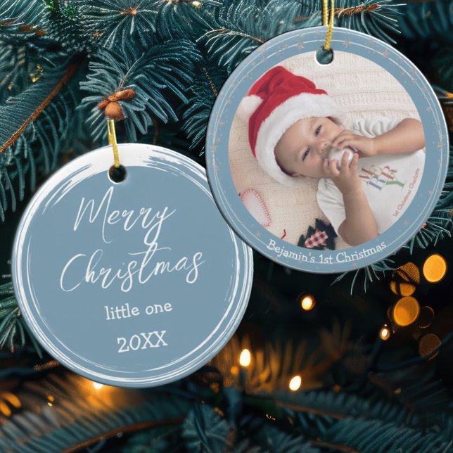 Modern 1:a Baby-julfotboll Julgransprydnad Keramik (Baby Boys First Christmas Ornament)