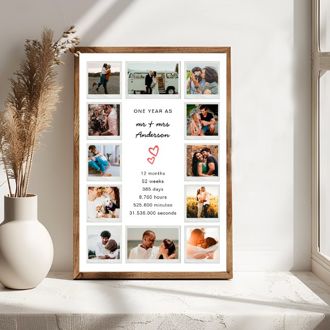 Modern 1-årsjubileum Anpassad fotokollage Poster (Skapare uppladdad)
