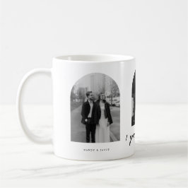 Modern 1st Anniversary Couple 3-Photo Arch Kaffemugg