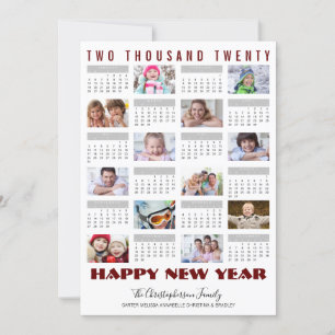 Modern 2020-kalender Foto Collage Gott nytt år Julkort