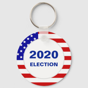 Modern 2020 US Flagga & Redigerbar Valtext Nyckelring
