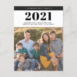 Modern 2021 Gott nytt år-foto med fetstil Helg Vykort