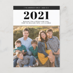 Modern 2021 Gott nytt år-foto med fetstil Helg Vykort
