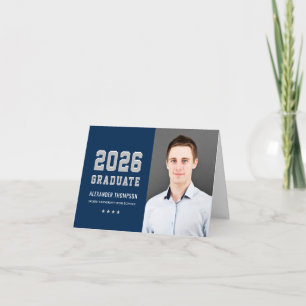 Modern 2023 Examensarbete Marin Grå Anpassad Exame Tack Kort
