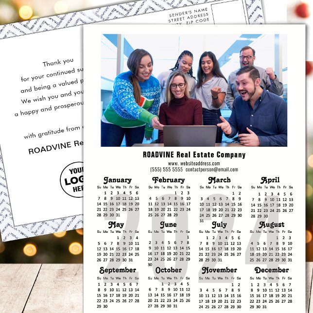 Modern 2024-kalender - affärsfotominimalistisk helg vykort (Skapare uppladdad)