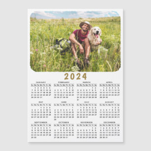 Modern 2024 Magnetic Photo Calendar Black White