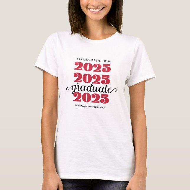 Modern, 2025 års stolta rödsvarta Student T Shirt (Framsida)