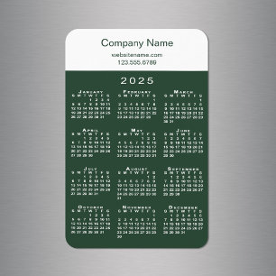 Modern 2025 Calendar Company Namn Grönt White Magnet