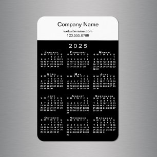 Modern 2025 Calendar Company Namn Info Black White Magnet