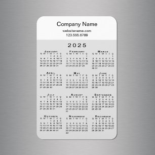 Modern 2025 Calendar Company Namn Info Grått White Magnet