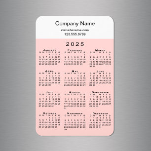 Modern 2025 Calendar Company Namn Info Rosa White Magnet