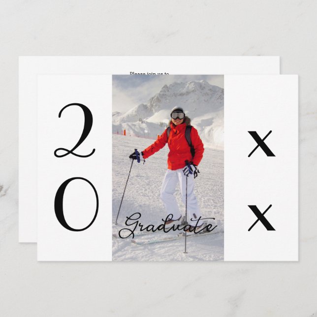 Modern 2025-fotoStudentfest i skript Inbjudningar (Fram/baksida)