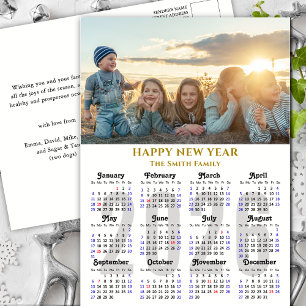 Modern 2025-kalender Guld-skript, fotominimalistis Helg Vykort
