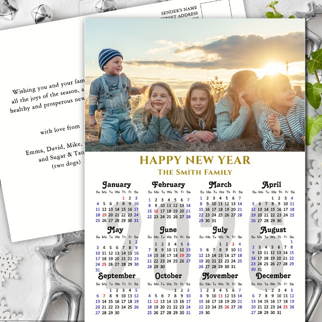 Modern 2025-kalender Guld-skript, fotominimalistis Helg Vykort (Skapare uppladdad)