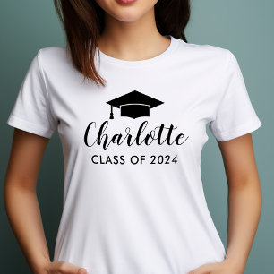 Modern 2025 svart skript Namn Photo Studenten T Shirt
