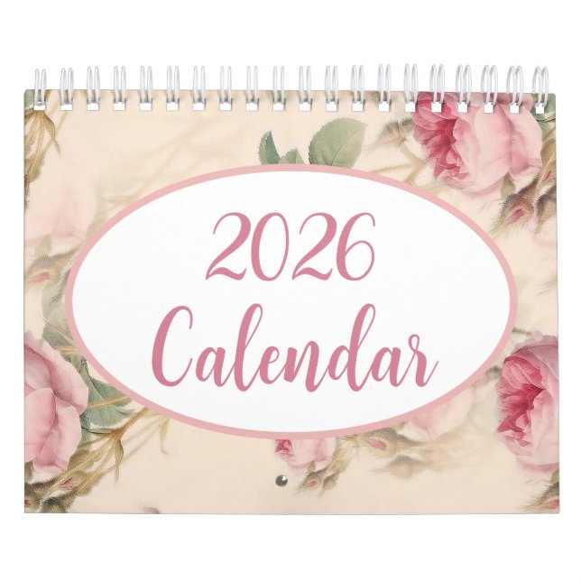 Modern 2026 Blommig Kalender, Elegant och Konstnär Kalender (Omslag)