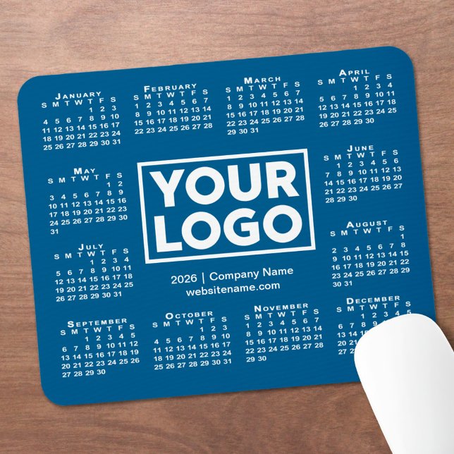 Modern 2026 Calendar Business Logo Blue Musmatta (Modern 2026 Calendar Business Logo Blue Mouse Pad, in situ)