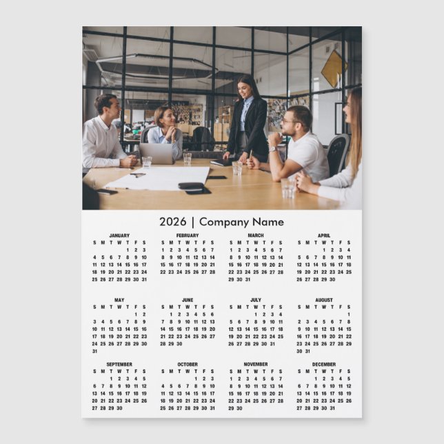 Modern 2026 Calendar Company Name Photo Magnet (Framsida)