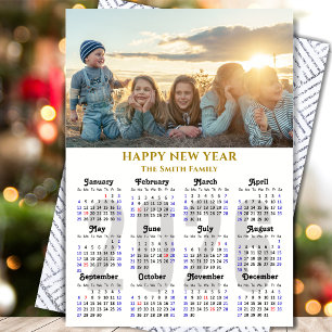 Modern 2026 Calendar Photo Guld-skript - minimalis Julkort