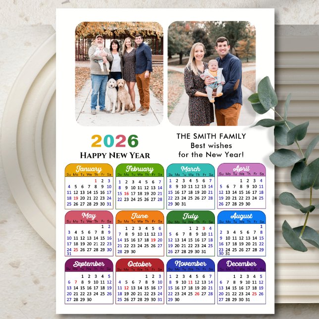 Modern 2026-färgad kalender 2 fotomagnetisk (Skapare uppladdad)