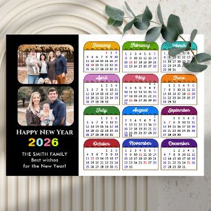 Modern 2026-färgad kalender 2 fotomagnetisk