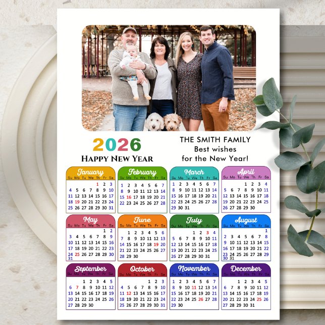 Modern 2026-färgad kalender - fotomagnetiskt (Skapare uppladdad)