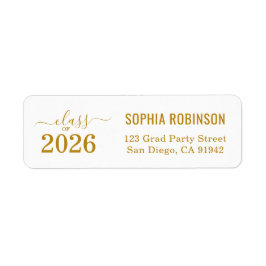 Modern 2026 Gold Script Typography Graduation Returadress Etikett