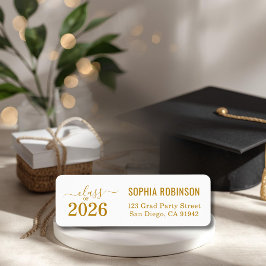 Modern 2026 Guld Skript Typografi Examen Returadress Etikett