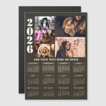 Modern 2026-kalender 5 Foto Collage Magnetkort