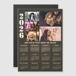 Modern 2026-kalender 5 Foto Collage Magnetkort