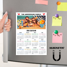 Modern 2026-kalender Anpassad fotokollage Magnet
