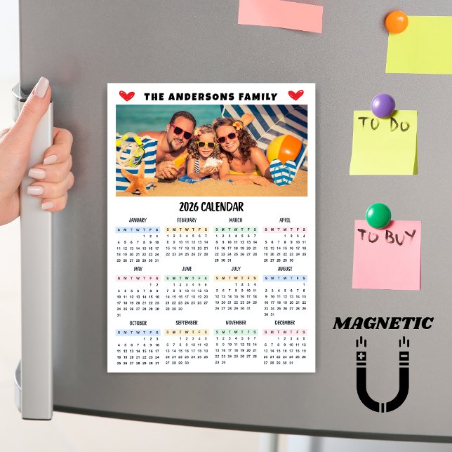 Modern 2026-kalender Anpassad fotokollage Magnet (Skapare uppladdad)