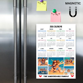 Modern 2026 kalender anpassad fotokollage magnet