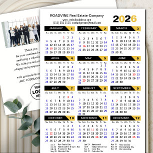 Modern 2026-kalender - Business Photo Guld Black Helg Vykort