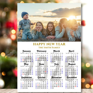 Modern 2026-kalender Guld-skript Enkel magnetbild
