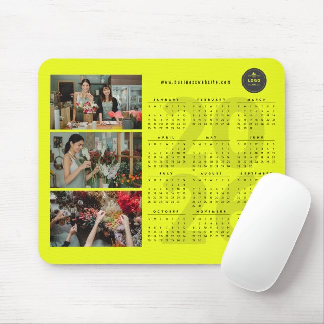 Modern 2026 kalender nytt år minimalistisk 3 foto musmatta (Med mus)