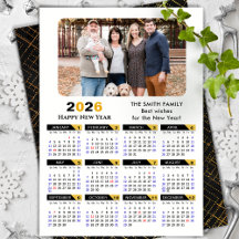 Modern 2026-kalender, Photo Black Guld-minimalisti